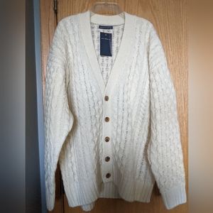 Brandy Melville Eva Wool Cable Knit Cream White Thick Cardigan